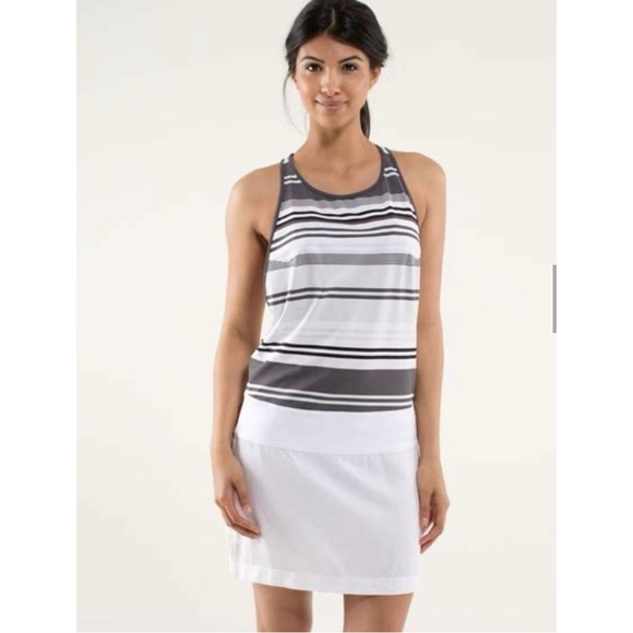 LULULEMON Blissed Out Tank Dress Size 6-8(?)Striped White Gray Tennis Pickleball - Picture 2 of 13
